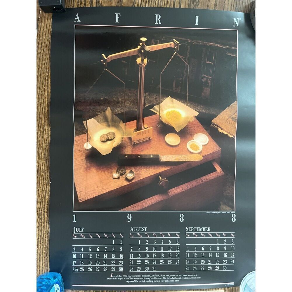 Vintage 1988 Historical Rice Paper Cachet Pharmacy Pharmacist Poster Afrin Promo